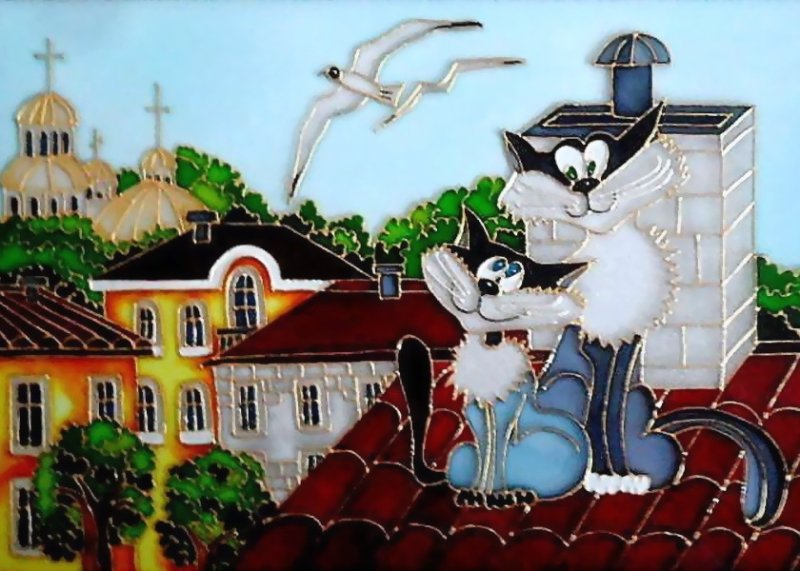 Кошечка витраж