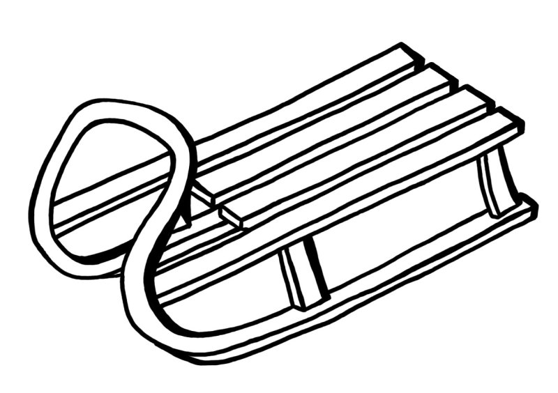 Санки раскраска для детей