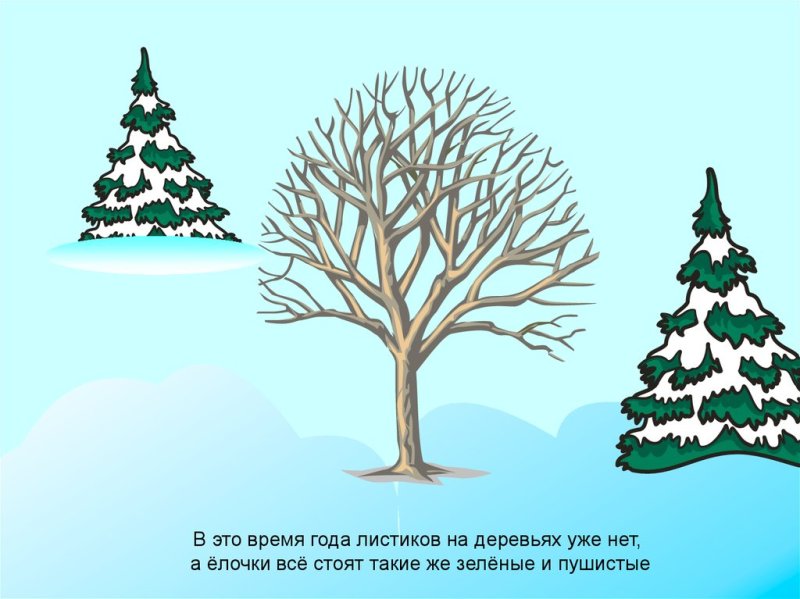 Рисование зимних деревьев