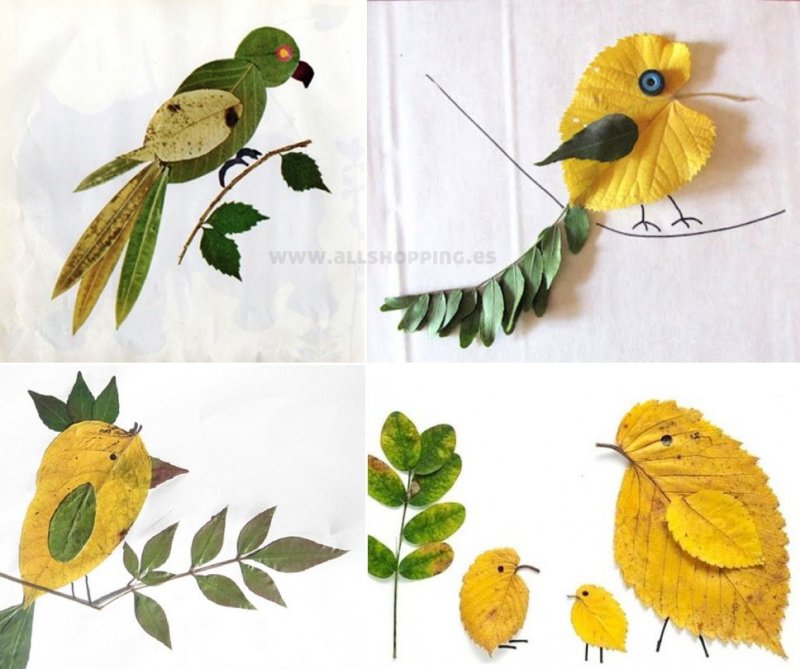 Птица из засушенных листьев