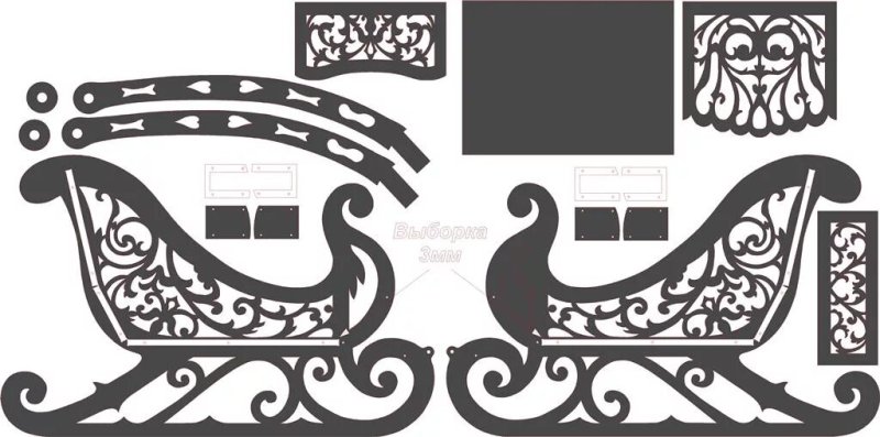 Новогодние сани DXF