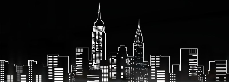 Силуэт города черно-белый