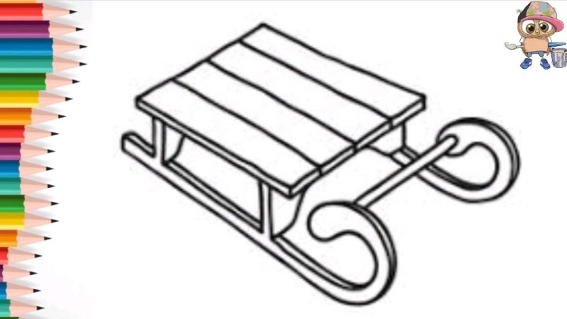 Детские рисунки для раскраски санки