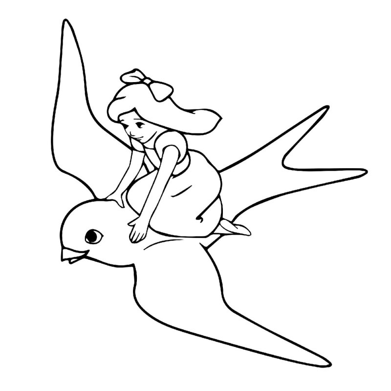 Дюймовочка раскраска для детей