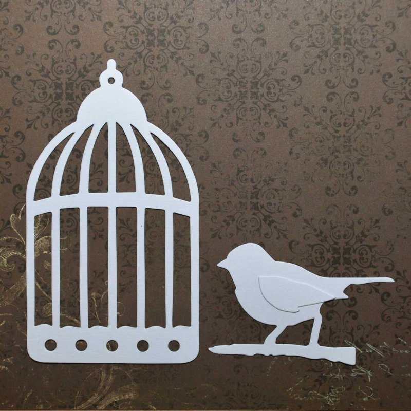 Трафарет птица в клетке