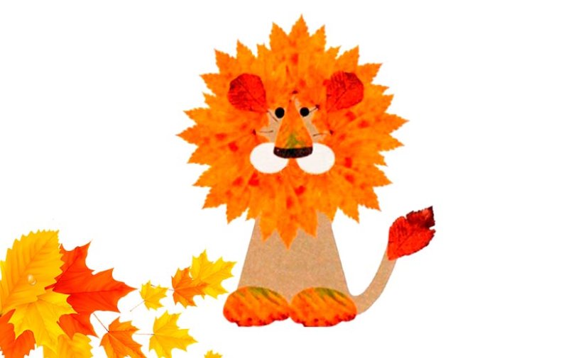 Львенок из листочков