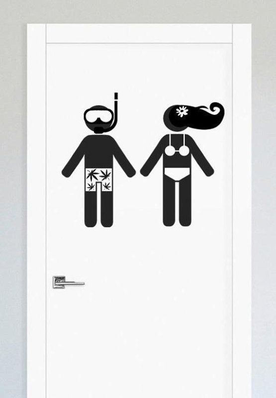 Трафарет на дверь в ванную