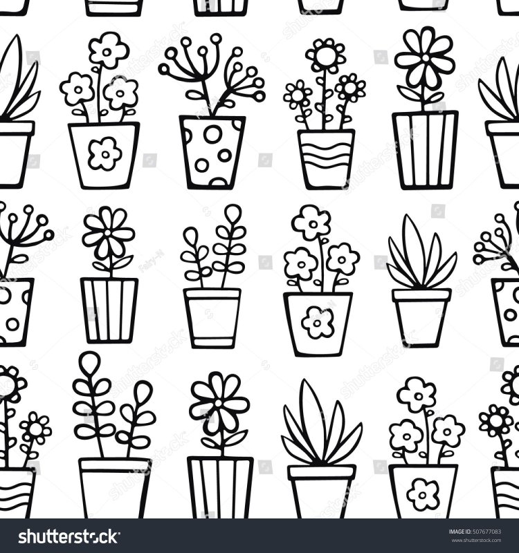 Раскраска цветок в горшке