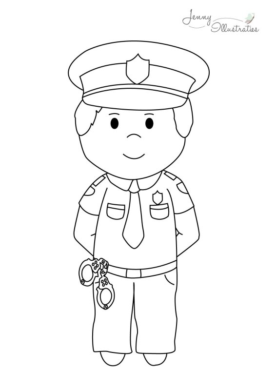 Милиционер раскраска для детей