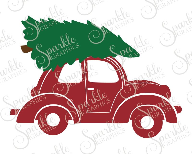 Машинка с елкой силуэт