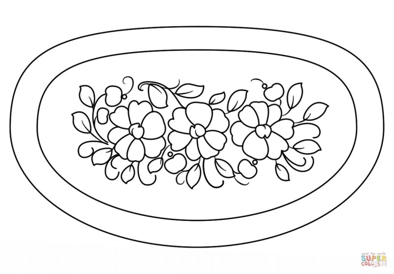Роспись жостовского подноса раскраска для детей