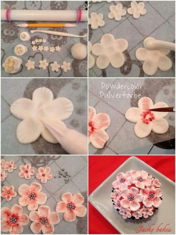 Простые цветы из мастики