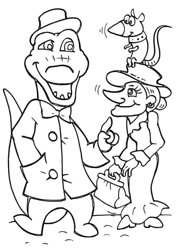 Крокодил Гена раскраска