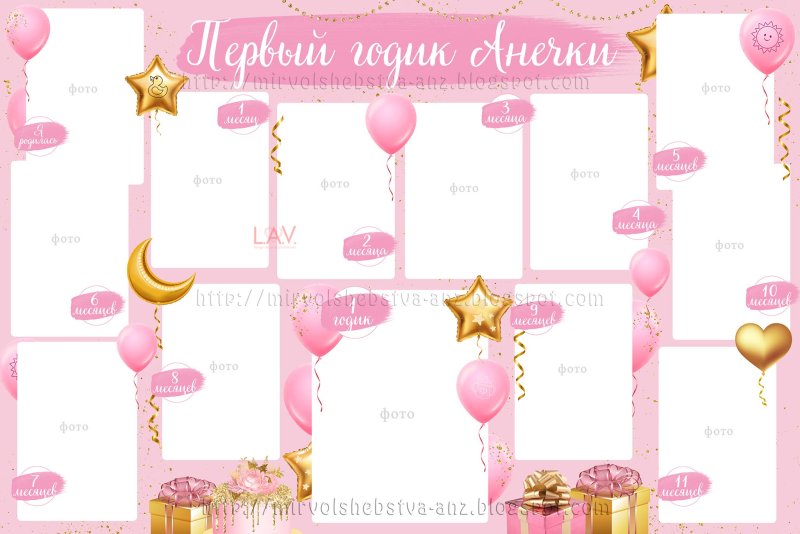 Плакат с днем рождения 1 год