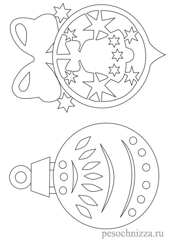 Трафареты на окна новый год игрушки