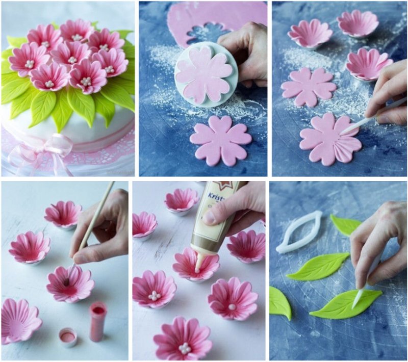 Цветы из мастики для торта