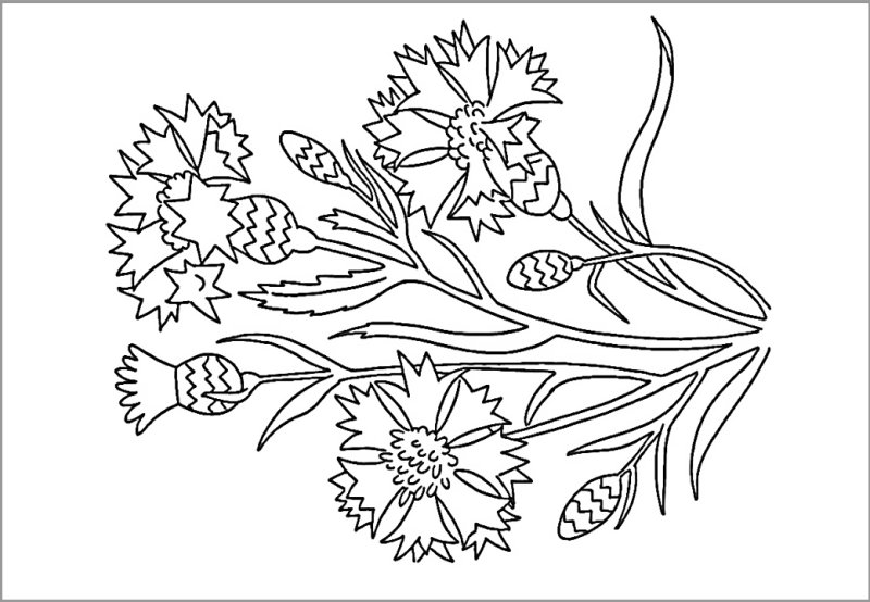 Трафарет васильки для вырезания из бумаги шаблоны