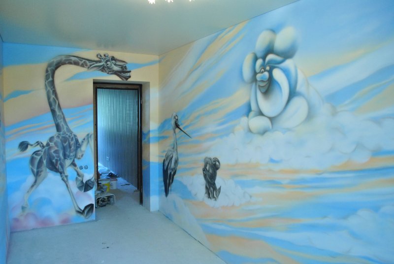 Аэрография в интерьере квартиры