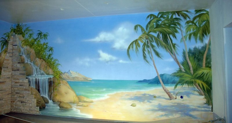 Пейзаж на стене в квартире