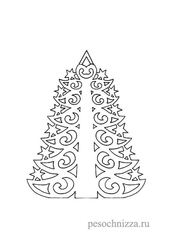 Трафарет елки для вырезания