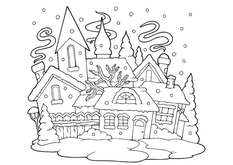 Дом Деда Мороза раскраска
