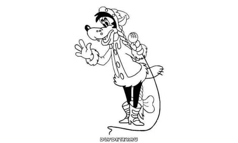 Ну погоди волк Снегурочка раскраска