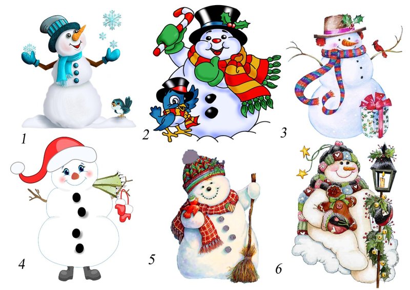 Снеговик для печати цветной