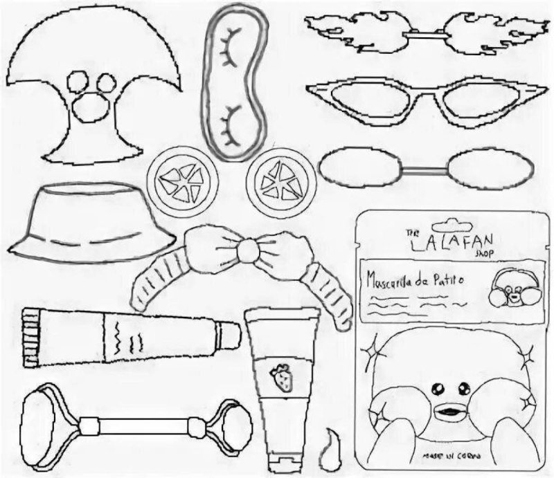 Раскраска одежда для уточки лалафанфан бумажную