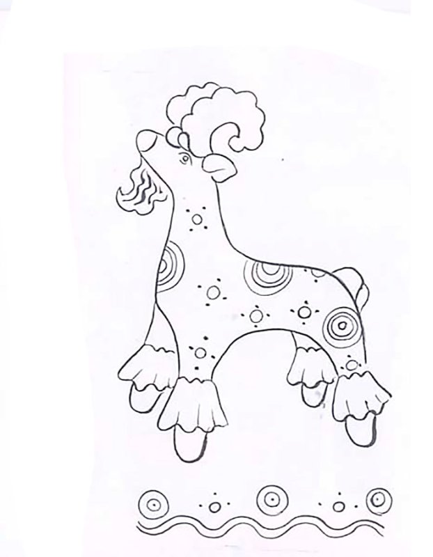 Дымковская игрушка трафарет для дошкольников