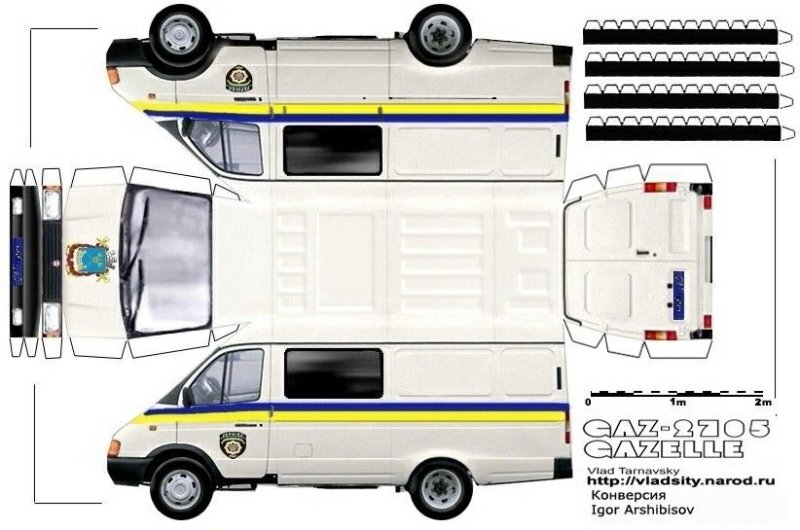 Бумажная выкройка микроавтобуса ГАЗ 3221