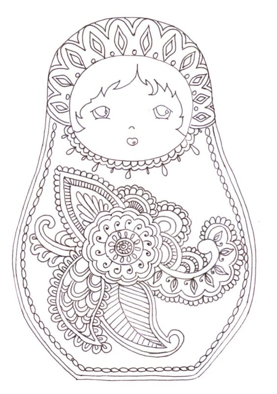 Матрешка раскраска антистресс