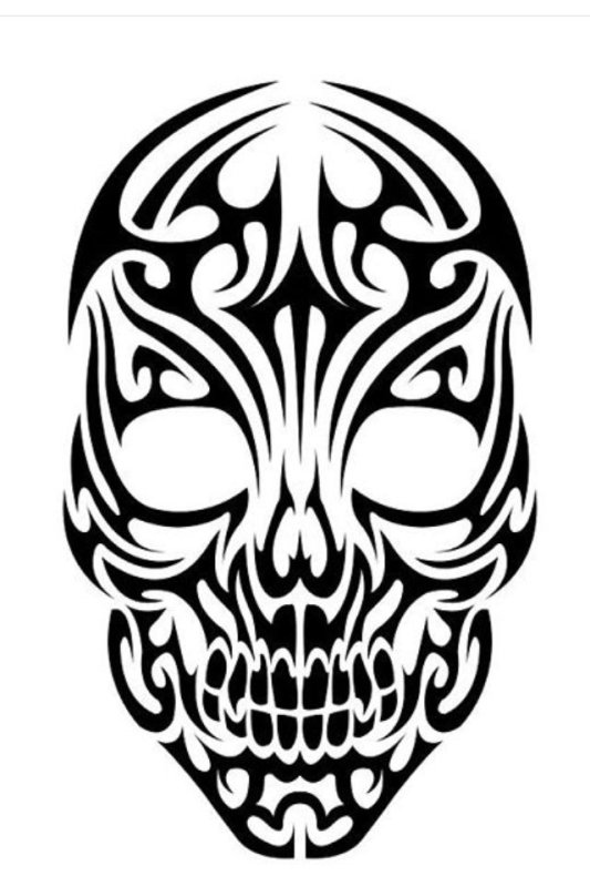 Эскиз тату трайбл череп