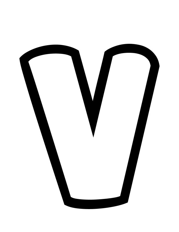 Буква v трафарет с острыми выступами