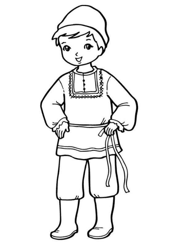 Русский народный костюм трафарет