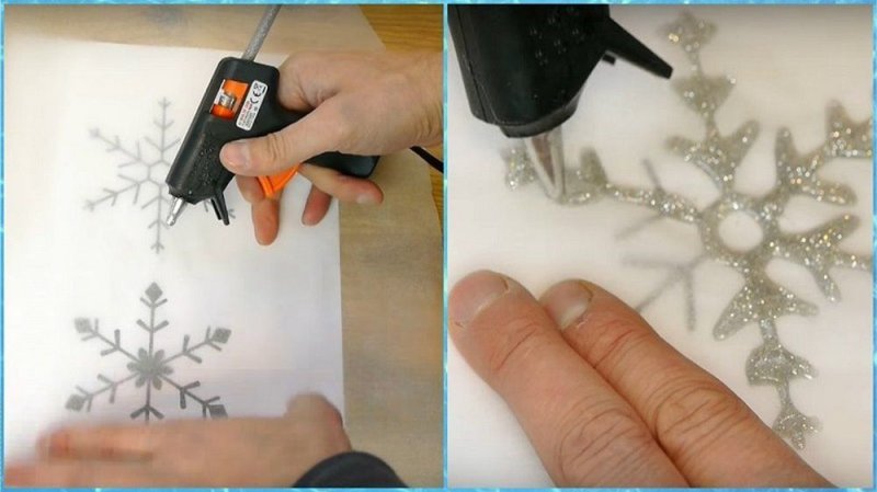 Снежинки из термоклея