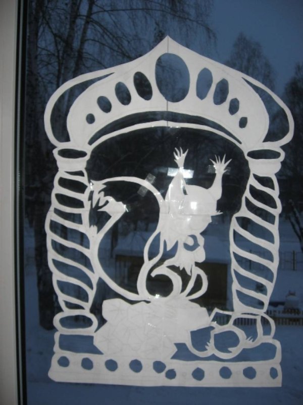 Украсить окна к новому году в русском народном стиле