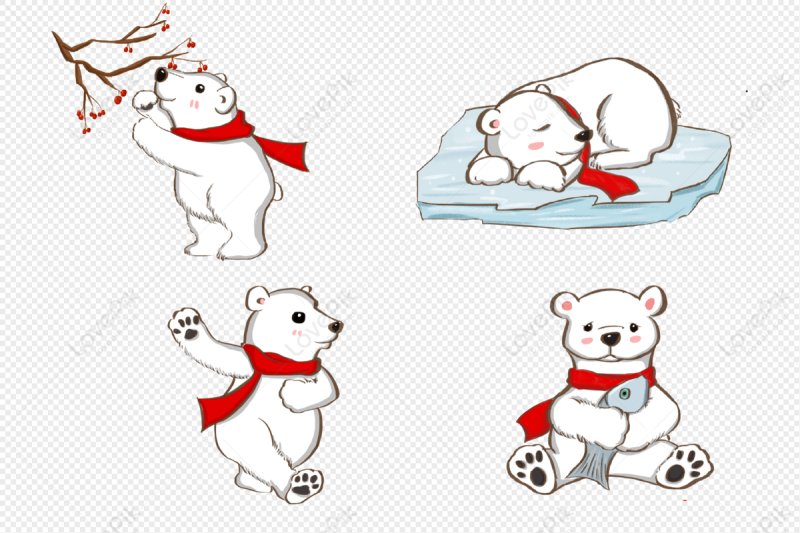 Белый медведь с красным шарфом