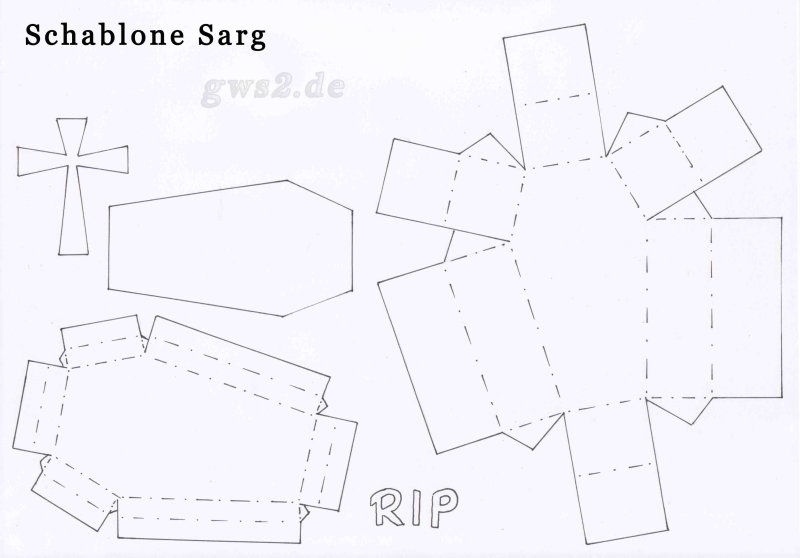 Чертеж маленького гробика из картона