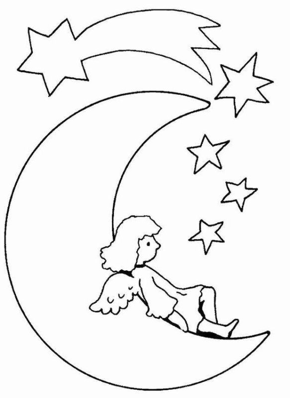 Месяц новогодний раскраска для детей