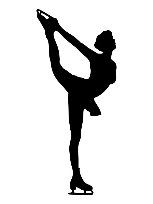 Черный силуэт фигуристки