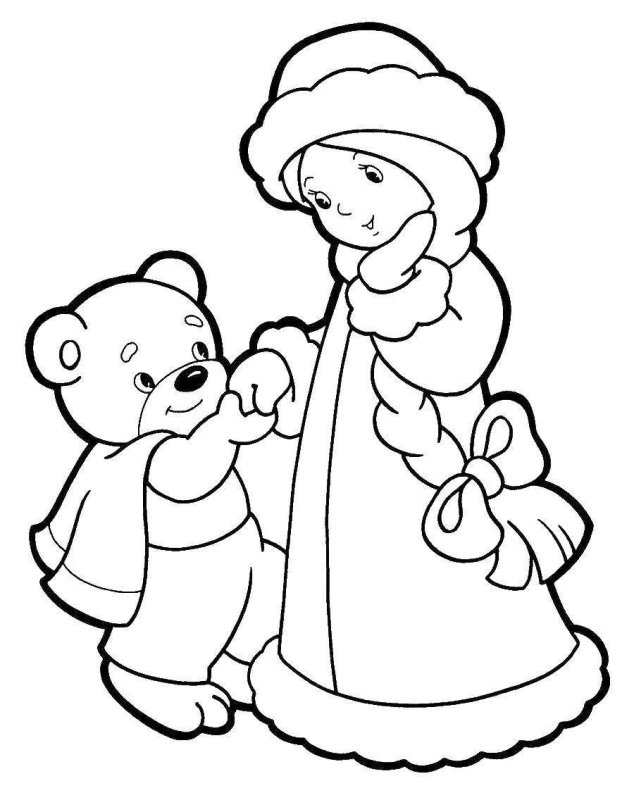 Снегурочка раскраска для детей