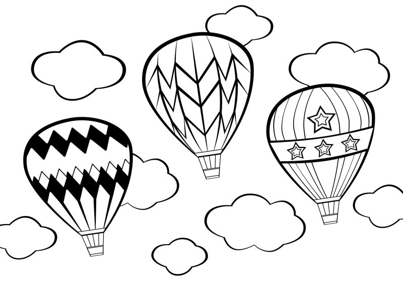 Раскраска воздушный шар с корзиной