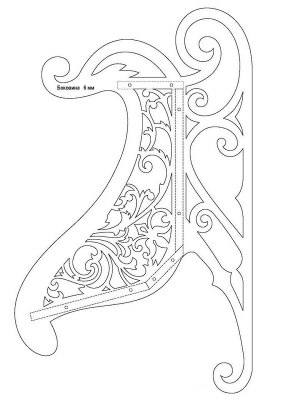 Сани резные трафарет