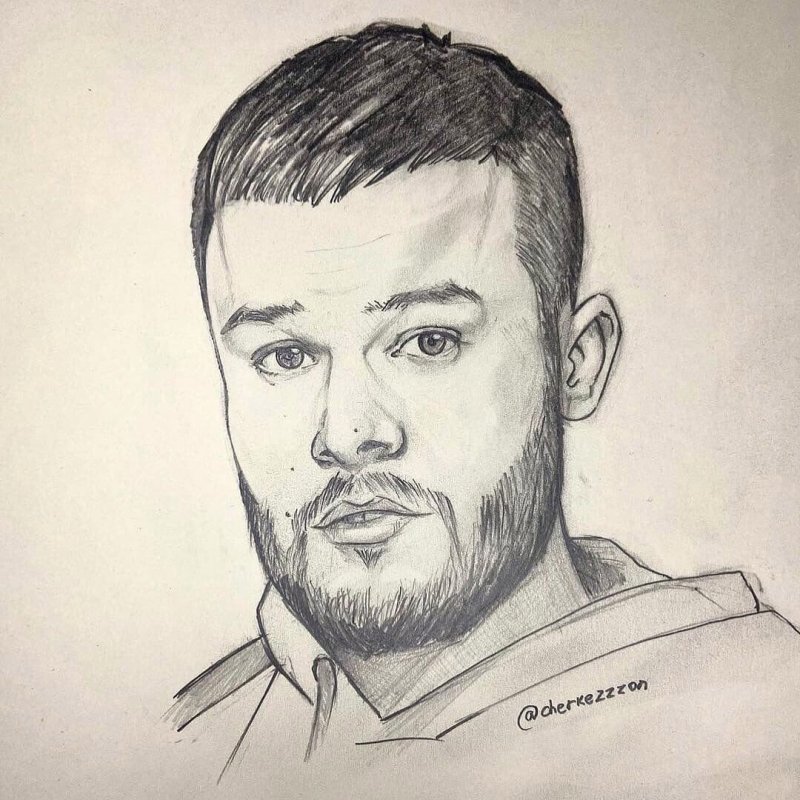 Макс Корж портрет черно белый