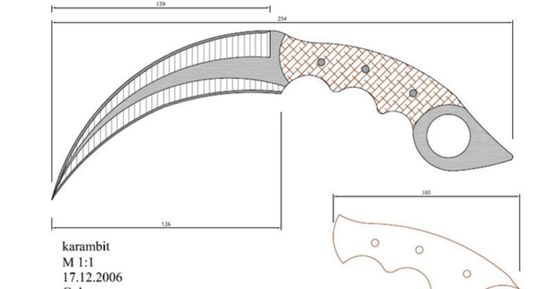 Нож керамбит из дерева чертёж