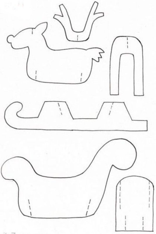 Сани из картона трафарет