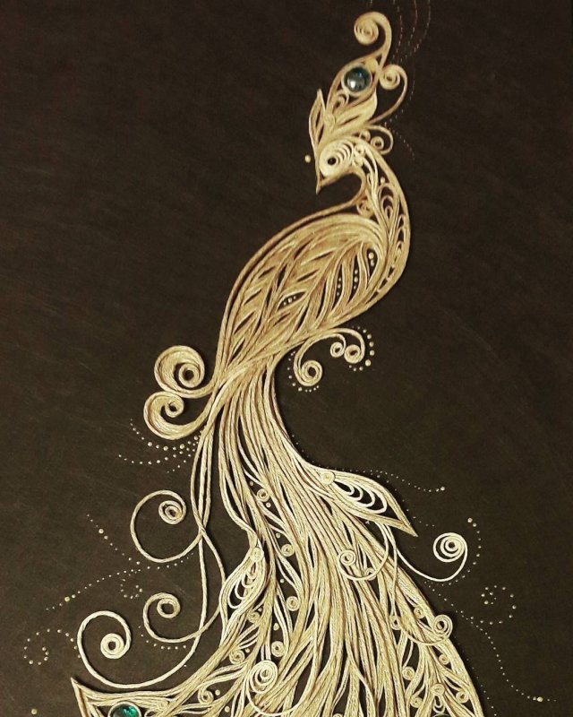 Джутовая филигрань Павлин