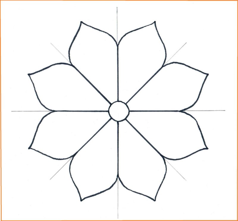 Цветок с 8 лепестками шаблон