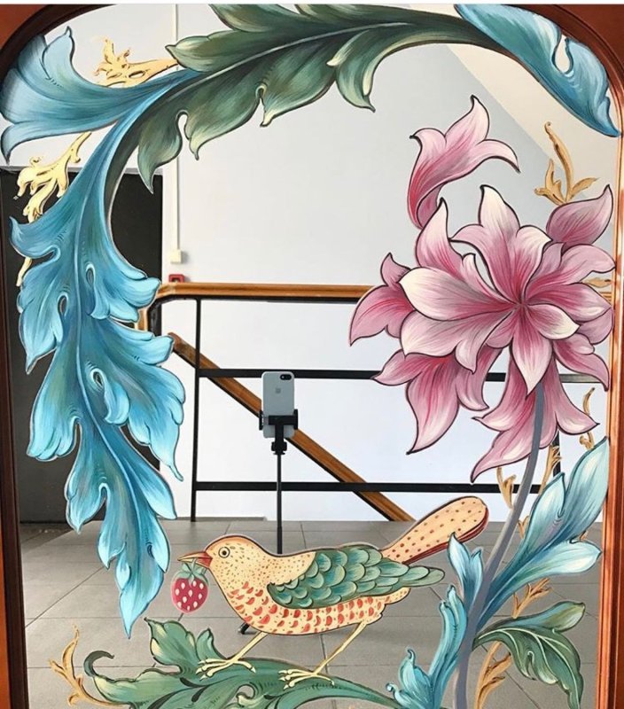 Витражная роспись на зеркале