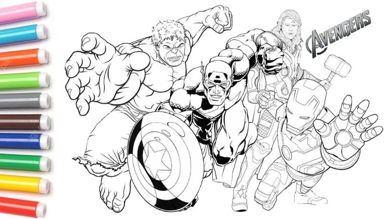 Раскраска Супергерои Марвел Капитан Америка